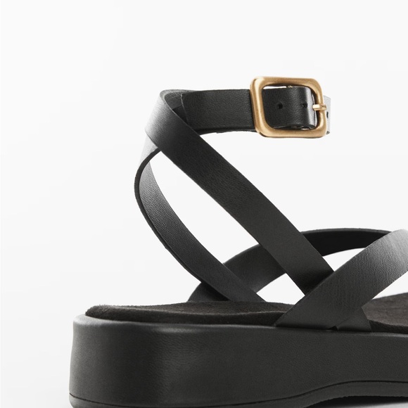 Mango Black PLATFORM STRAP SANDALS Sz. 7 - Picture 2 of 7